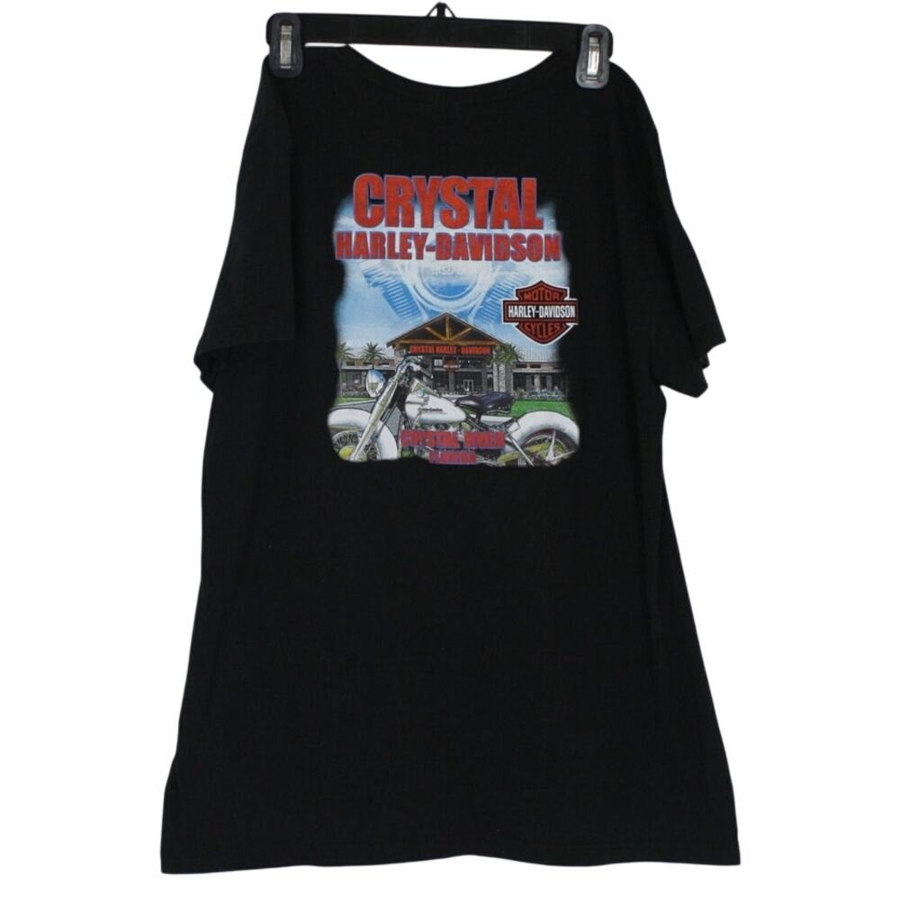 Harley Davidson Crystal River T Shirt Womens XL Black Biker Motorcycle Vintage